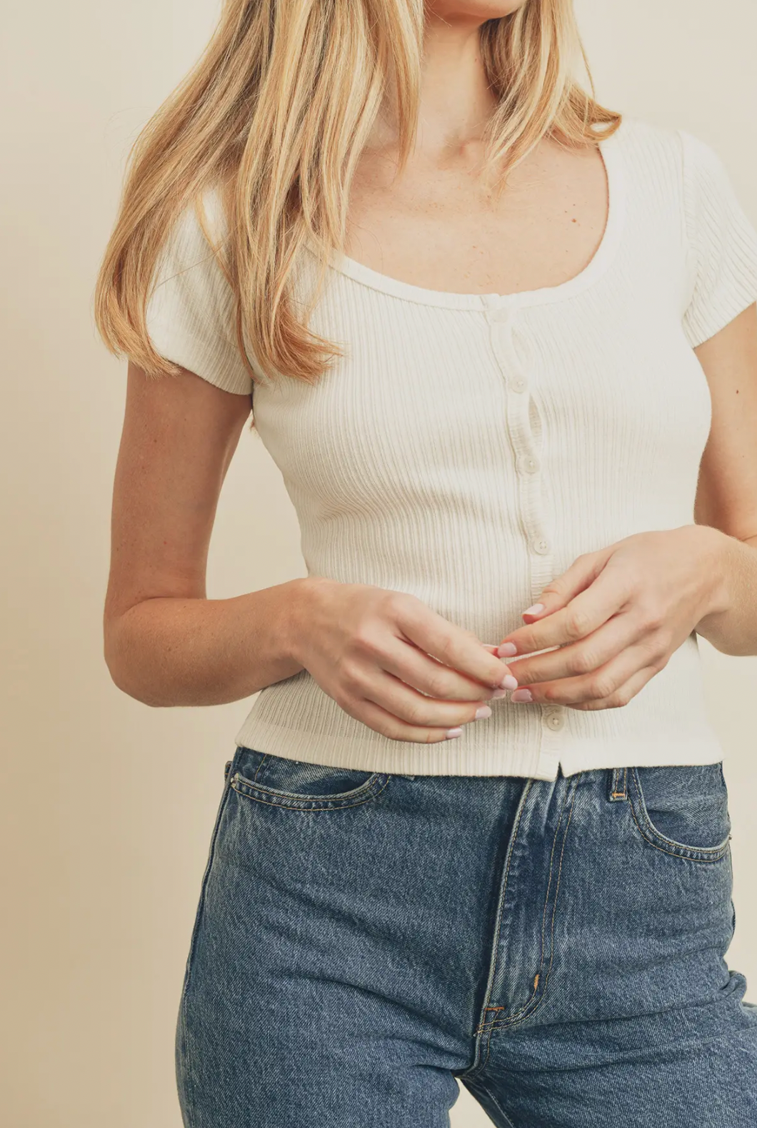 Button Down Knit Tee