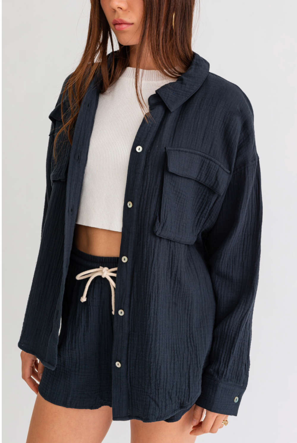 Charcoal Cargo Pocked Oversized Button Down
