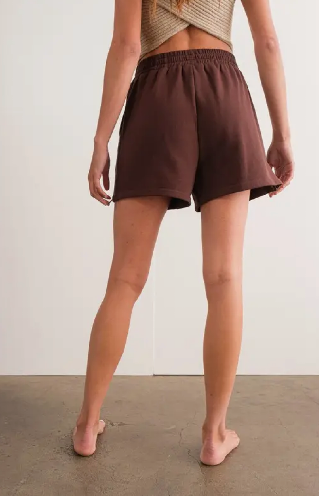 Chocolate Fleece Side Zipper Shorts