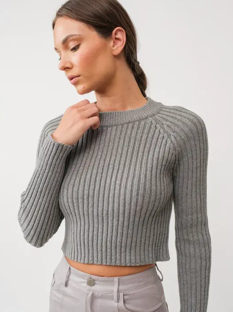 Elisa Heather Grey Mock Neck Sweater