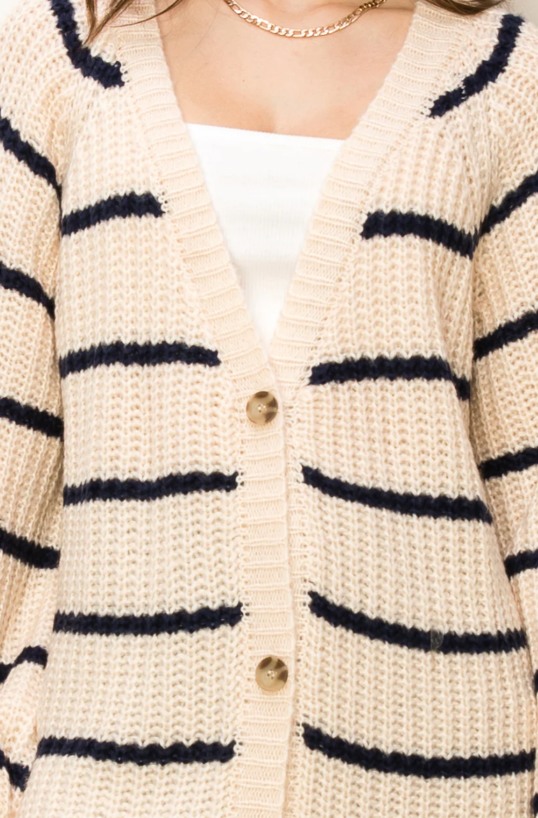 Made For Style Oversized Striped Cardigan