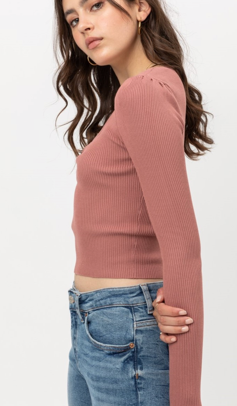 Mauve Ribbed Sweater Top