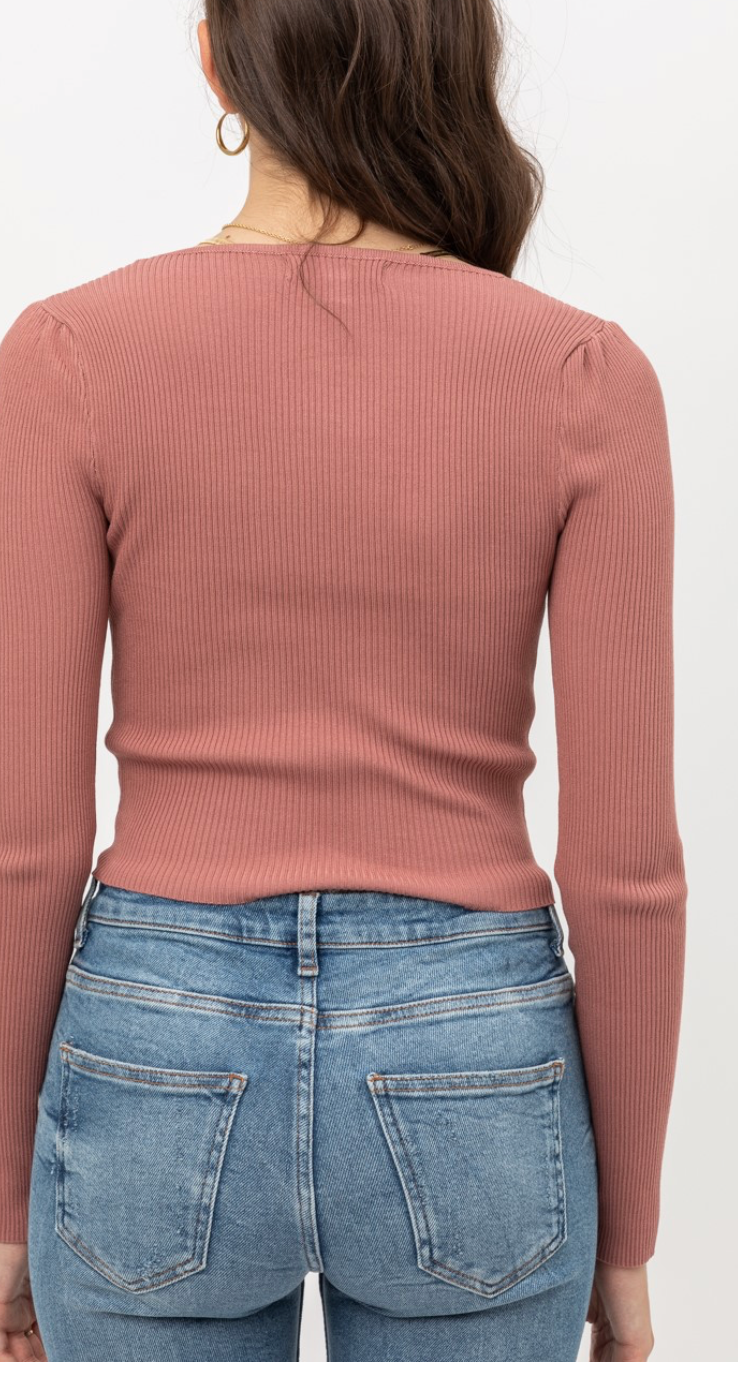 Mauve Ribbed Sweater Top