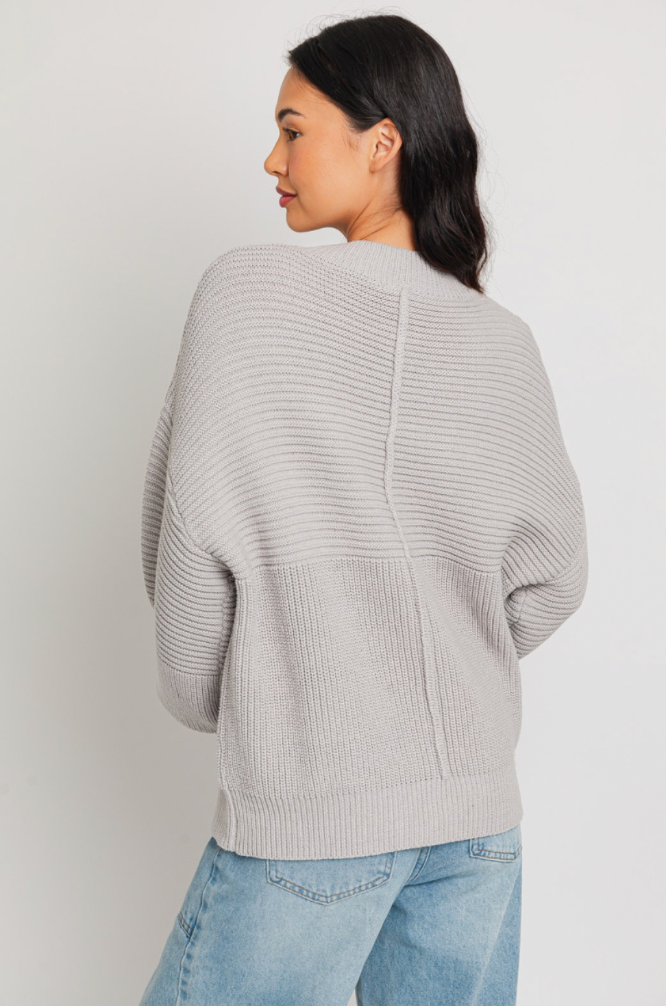 H. Grey Ribbed Knit Sweater