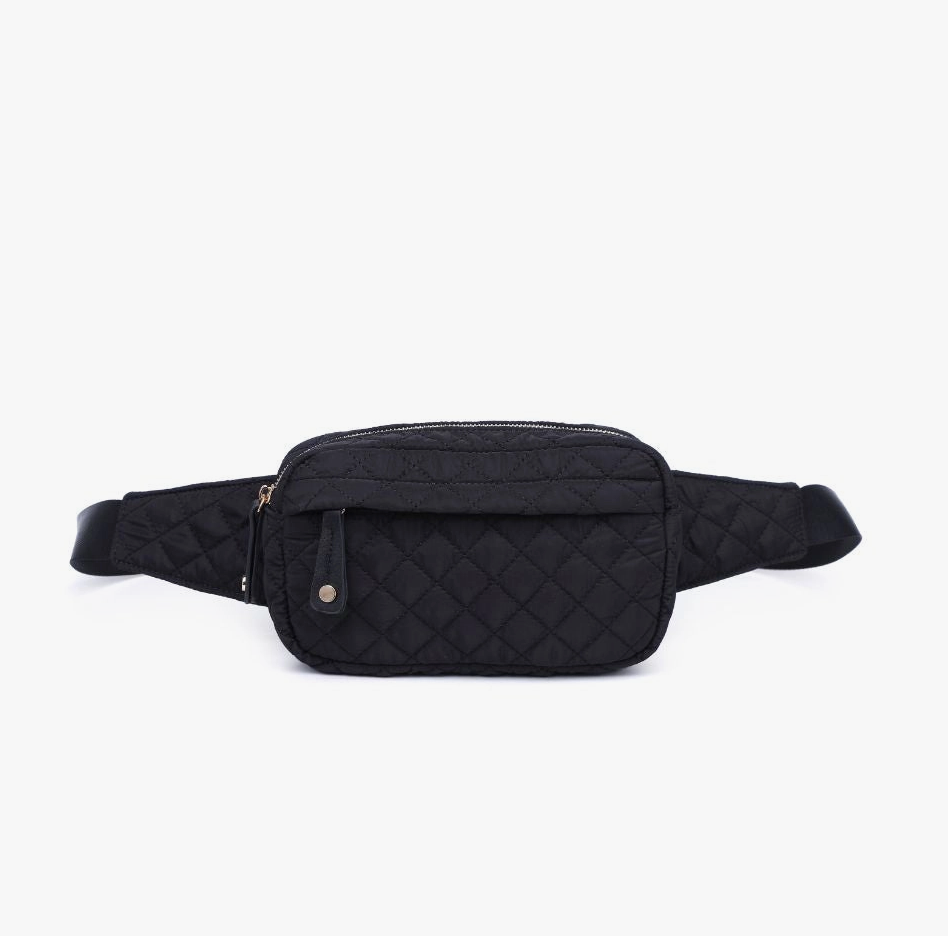 Black Teo Quilted Belt Bag