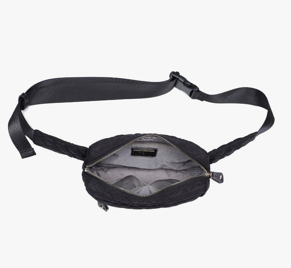 Black Teo Quilted Belt Bag