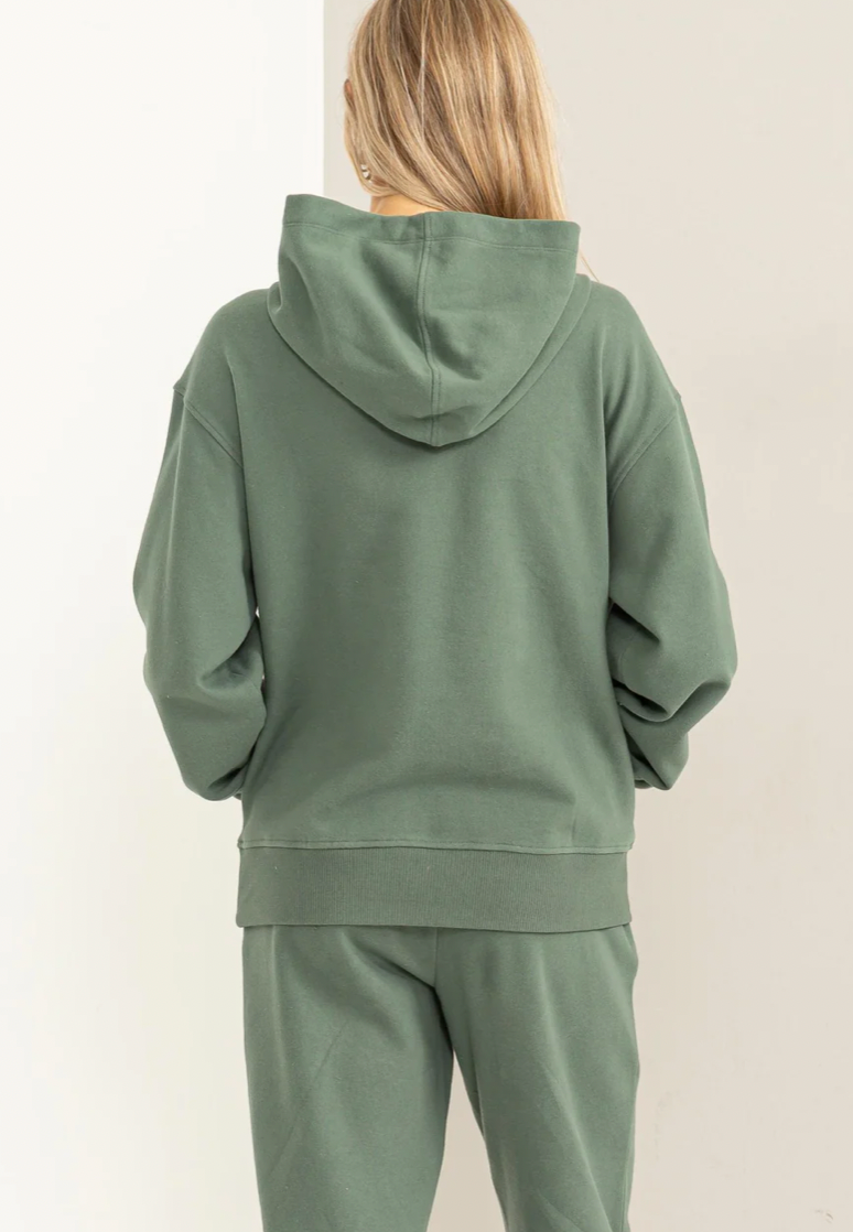 Gray Green Basically Yours Drop Shoulder Hoodie
