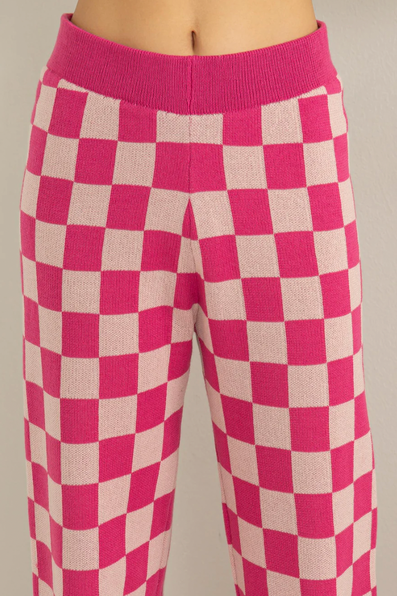 Pink Style Strike Checkered Sweater Pants