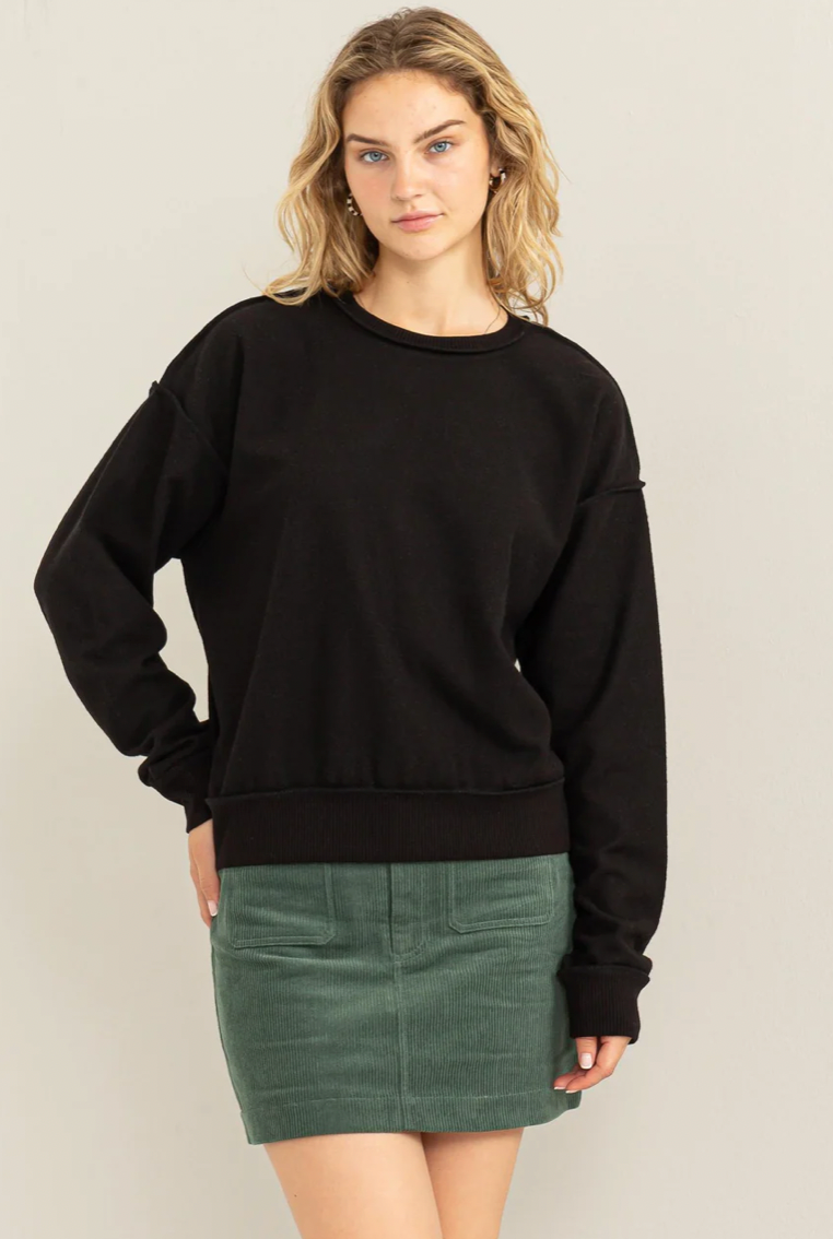 Black Fashion Icon Reverse Seam Sweatshirt