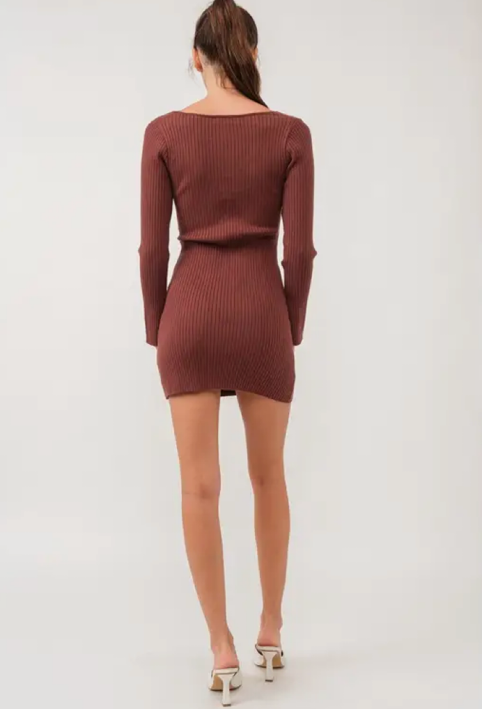 Elliana Front Twist Knit Mini Dress