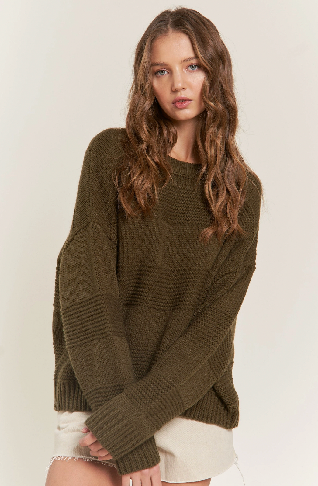 Olive Pullover Knit Sweater
