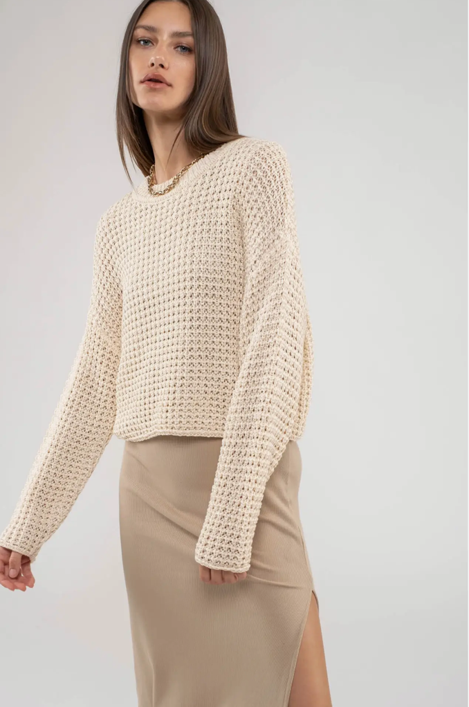Oatmeal Solid Knit Sweater