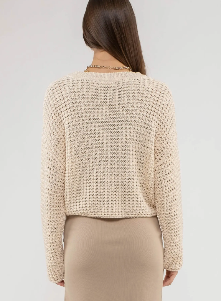 Oatmeal Solid Knit Sweater