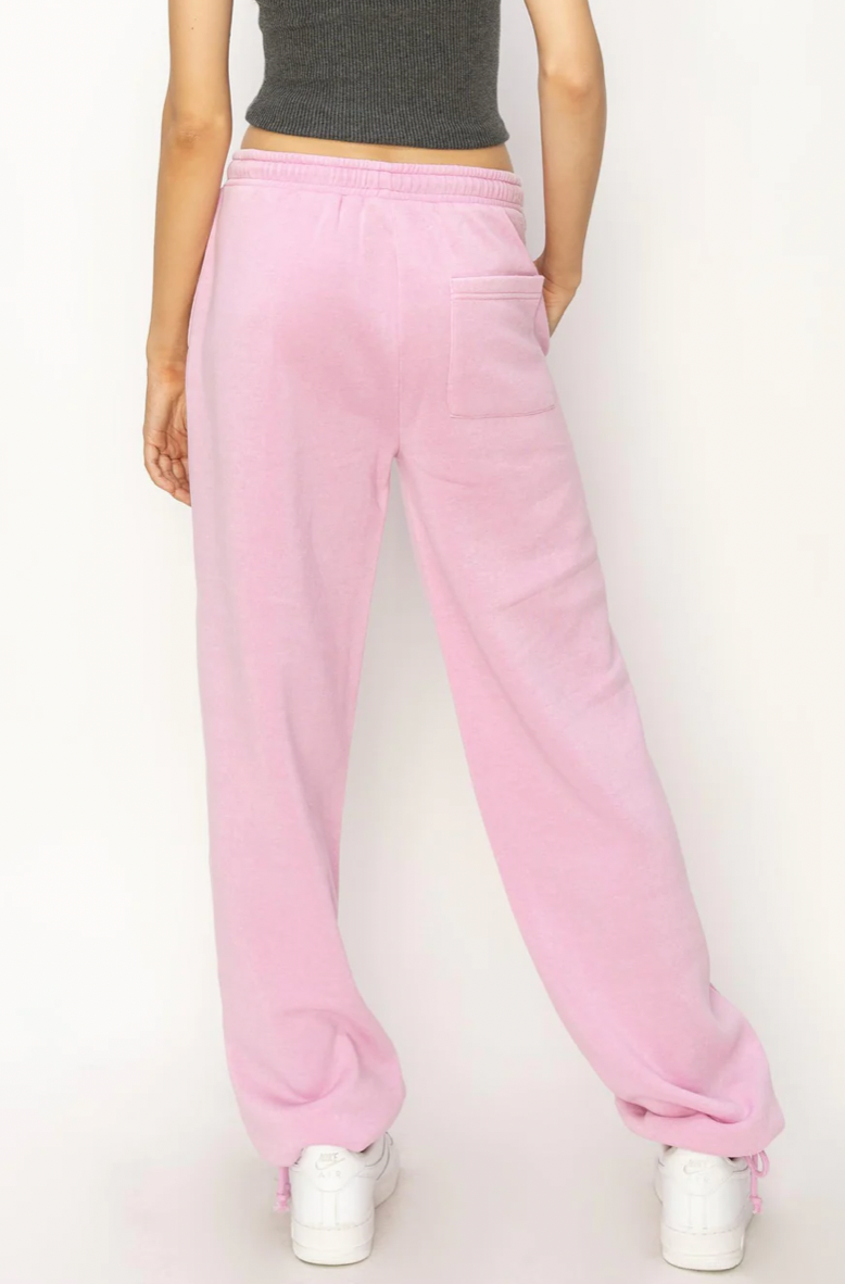 Pink High Waist Wide Leg Drawstring Pants