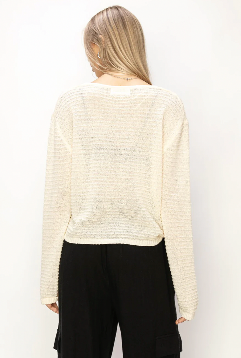Horizon Knit V-Neck Drop Shoulder Sweater