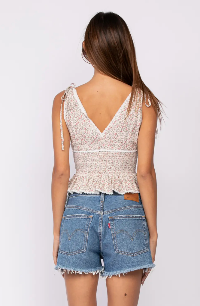 Ditsy Floral Lace Trimmed Tank