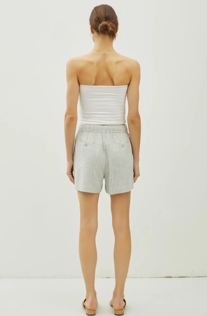 Classic Linen Grey Pinstripe Shorts