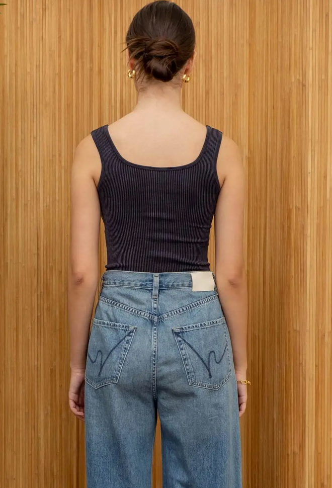 Charcoal Washed Cropped Tank