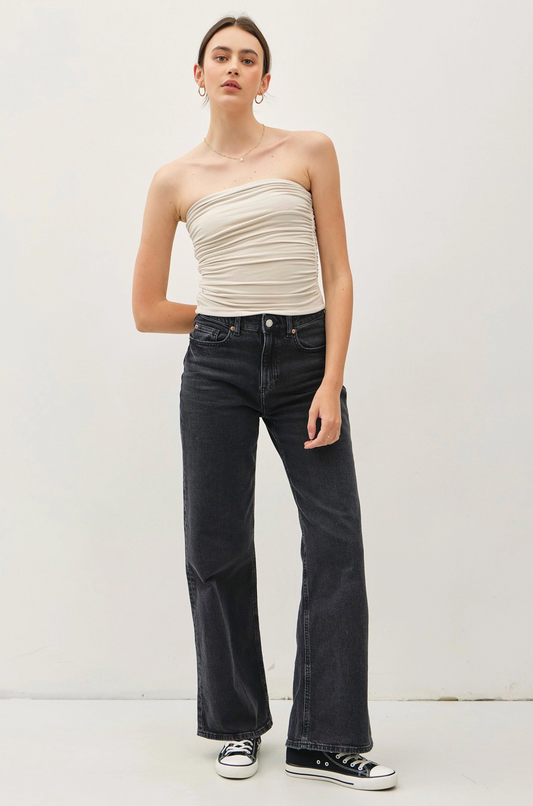 Ecru Jersey Ruched Tube Top