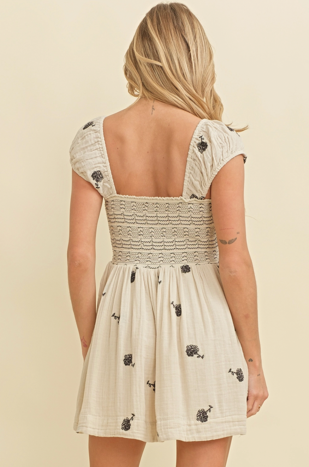 White Floral Embroidered Dress