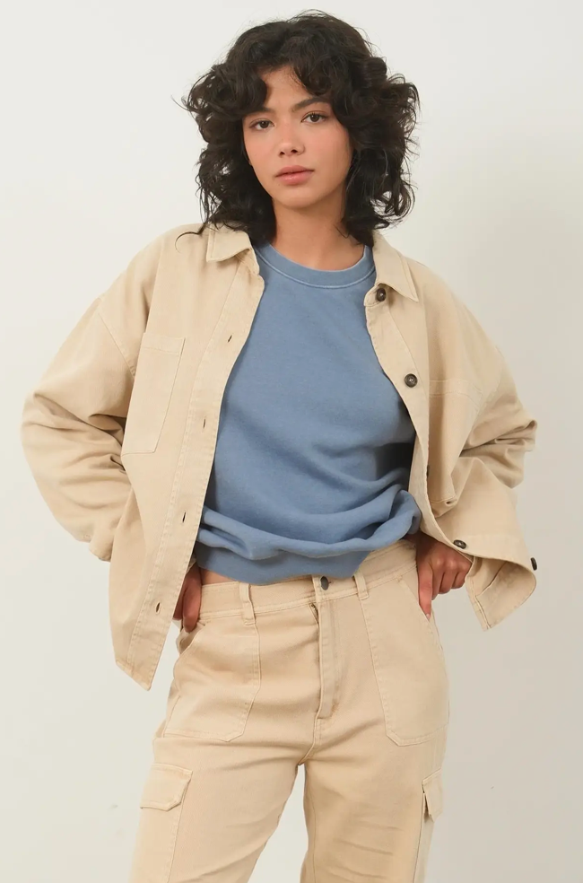 Taupe Oversized Button Up Shacket