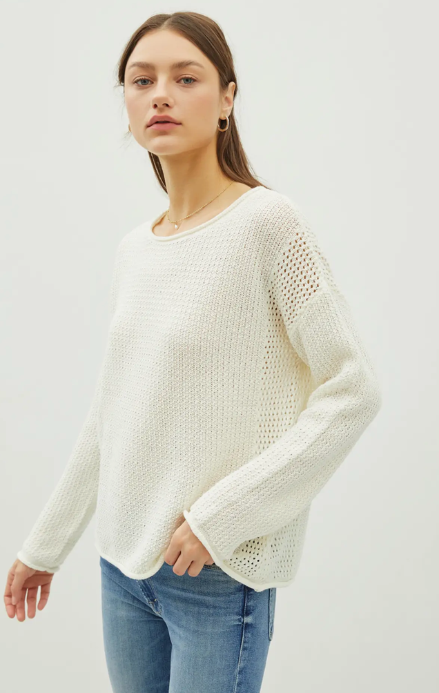 Summer Waffle Knit Sweater Ivory