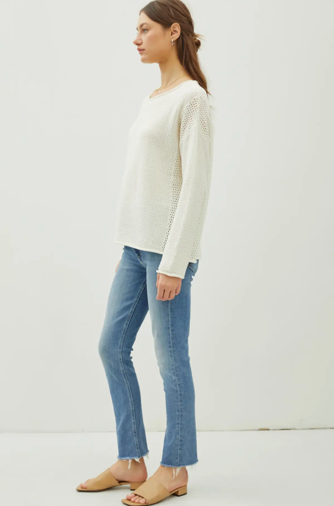 Summer Waffle Knit Sweater Ivory