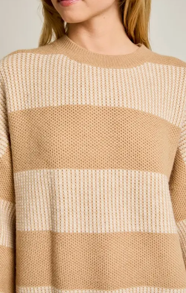 Crewneck Two Toned Striped Sweater