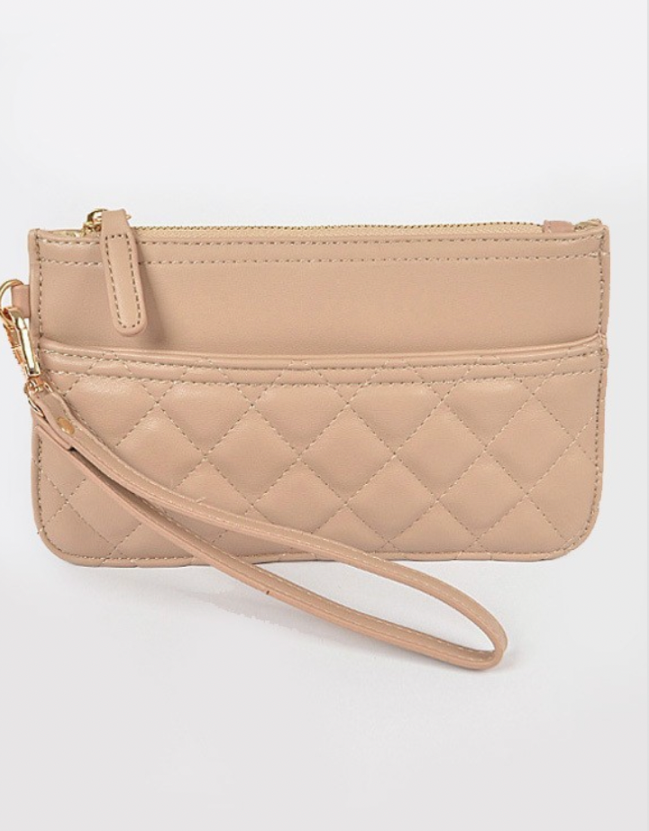 Nude Quilted Wristlet