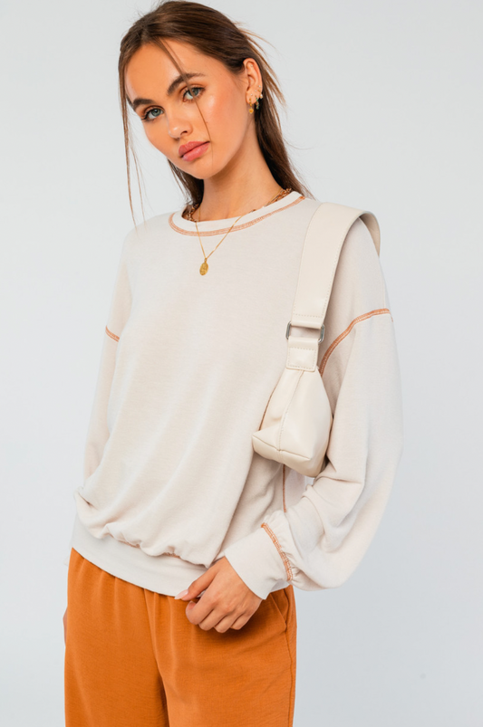 Oversized Exposed Stitch Pullover
