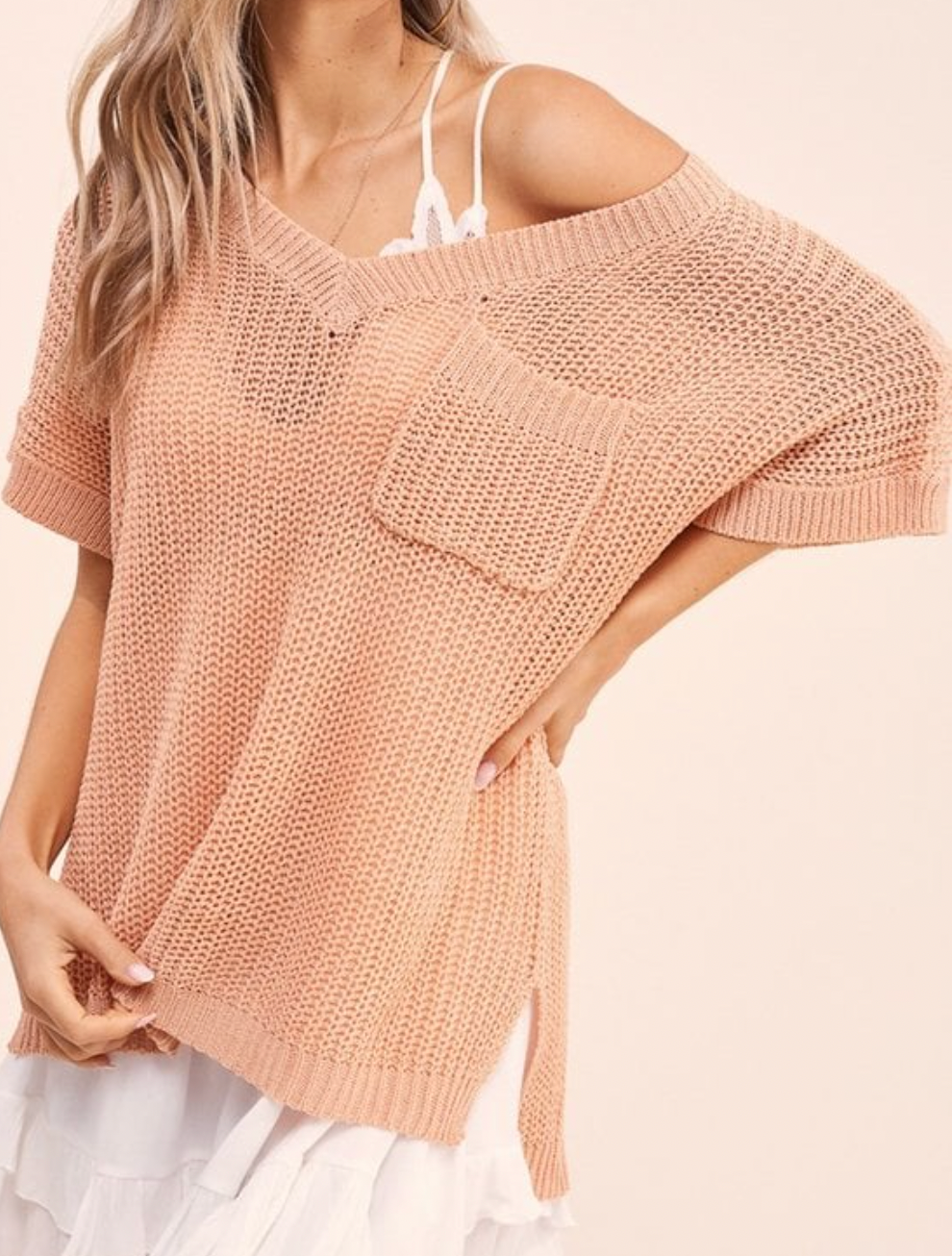 Peach Knit T-Shirt