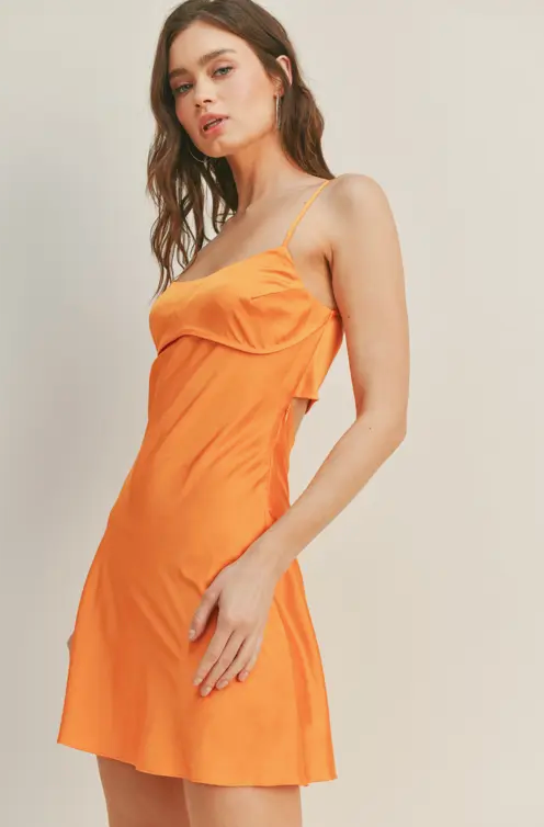 Amber Orange Contour Mini Dress